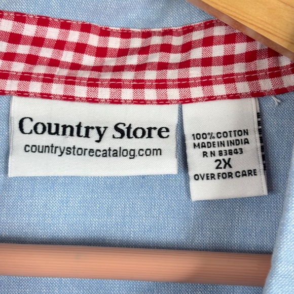 VTG Embroidered Christmas Denim Button Down 2X Candy Cane Gingham Holiday 90s - Picture 6 of 10